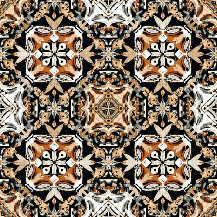 Balinese Batik Print Seamless Pattern in Earthy Colors