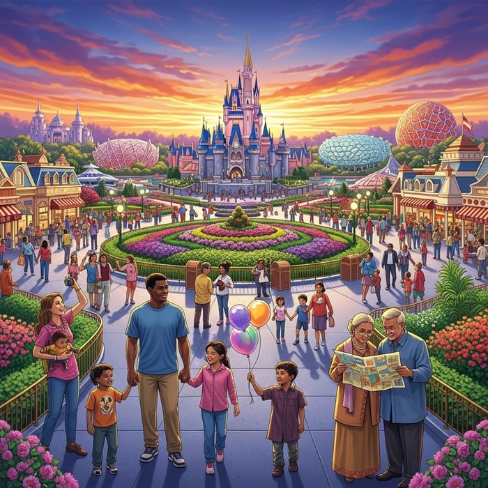 Vibrant Walt Disney World Resort Illustrations for Magical Memories