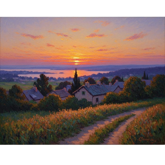 Sunset Painting by Monet