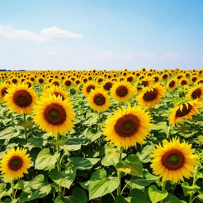 Impressionist Sunflower Field Painting