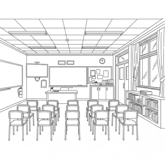 Educational Classroom Sketch with SMART TV | Creative Design Educational Classroom Sketch with SMART TV | Creative Design