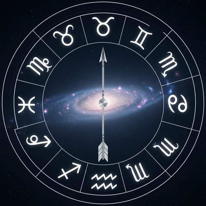 Zodiac Signs Circle with Central Arrow Zodiac Signs Circle with Central Arrow