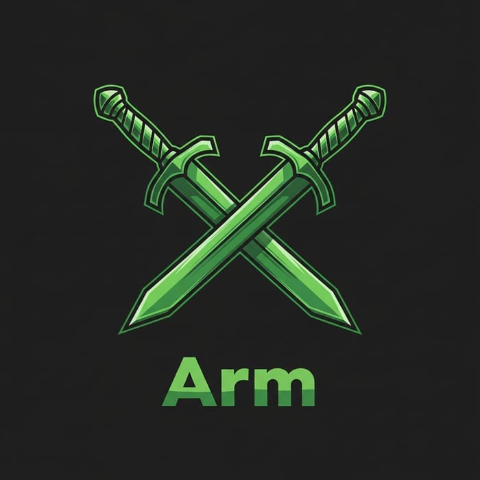 Vibrant Green Swords Arm Logo Design Vibrant Green Swords Arm Logo Design