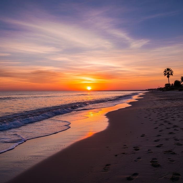 Serene Beach Sunset - Minimalist Beauty Serene Beach Sunset - Minimalist Beauty