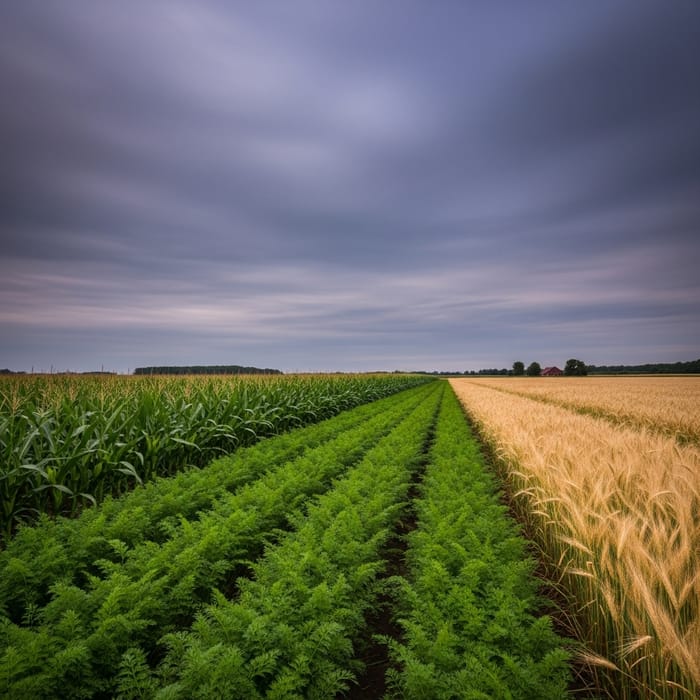 Mystical Crops Field Beneath Overcast Sky Mystical Crops Field Beneath Overcast Sky