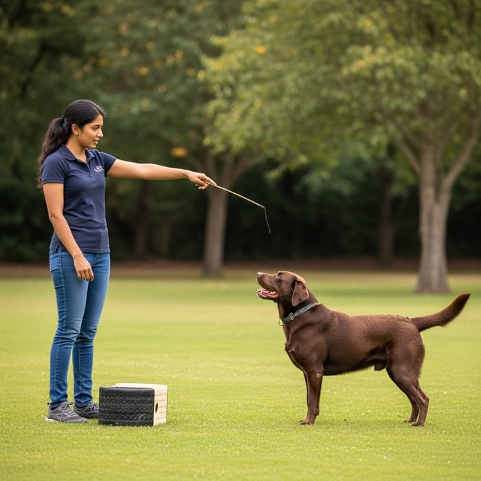 Professional Dog Training - Engaging Scene with Female Trainer