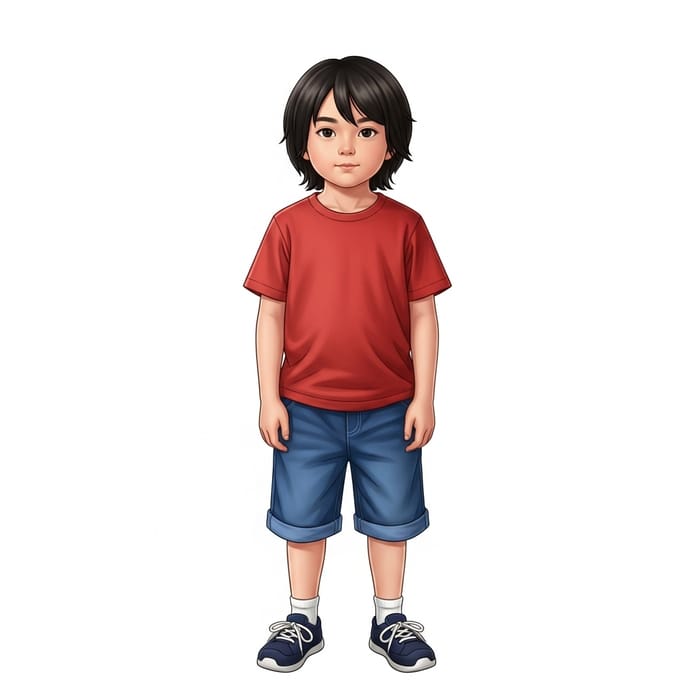 Detailed Illustration of 12-Year-Old Chinese Boy Detailed Illustration of 12-Year-Old Chinese Boy