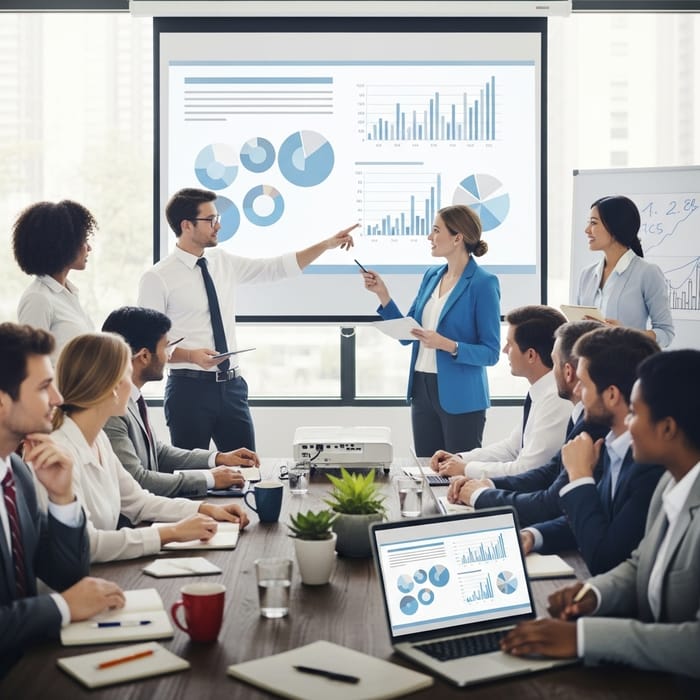 2D Business Presentation Photo Featuring Diverse Participants 2D Business Presentation Photo Featuring Diverse Participants
