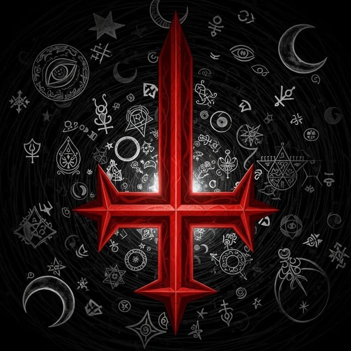 Gothic Art: Red Inverted Cross & Occult Symbolism