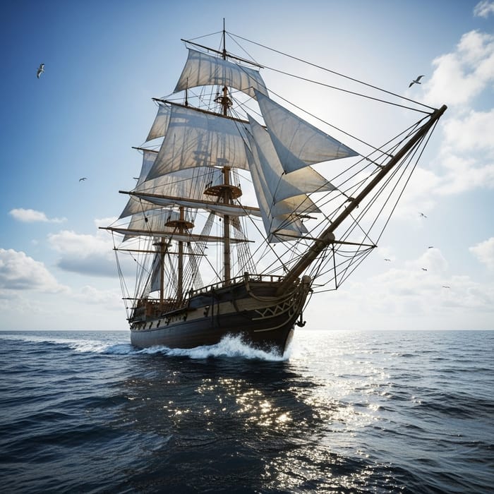 Stunning Ship Sailing in Open Sea