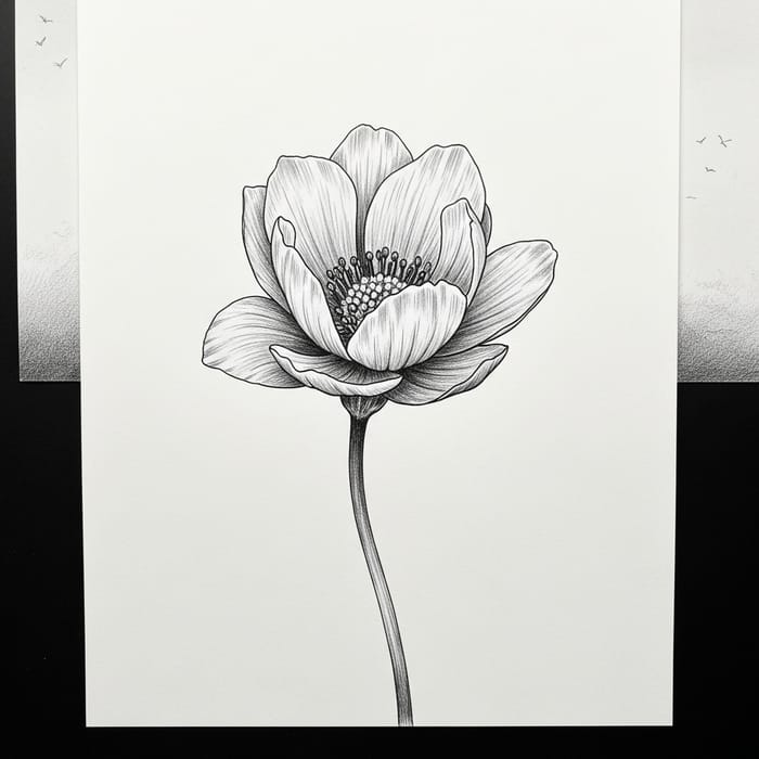 Detailed Sketch of a Beautiful Flower Detailed Sketch of a Beautiful Flower