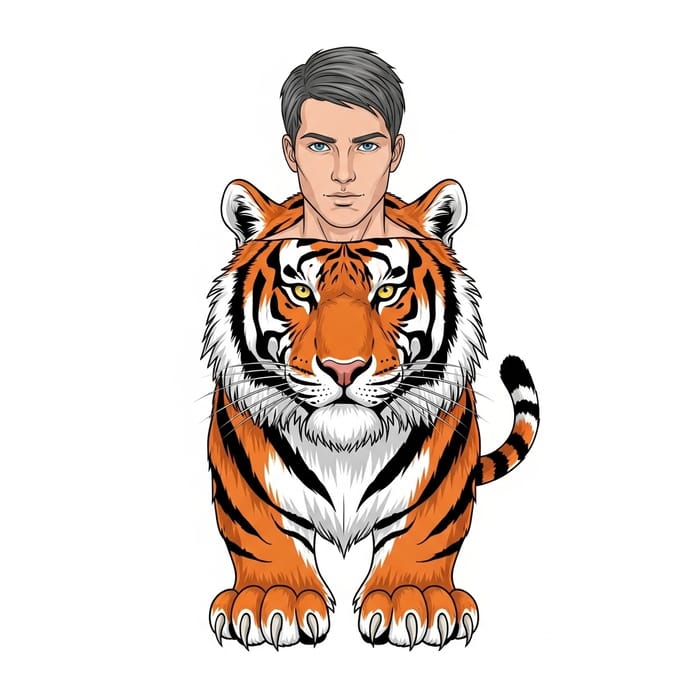 Half Human Half Tiger Character Vector Art Half Human Half Tiger Character Vector Art