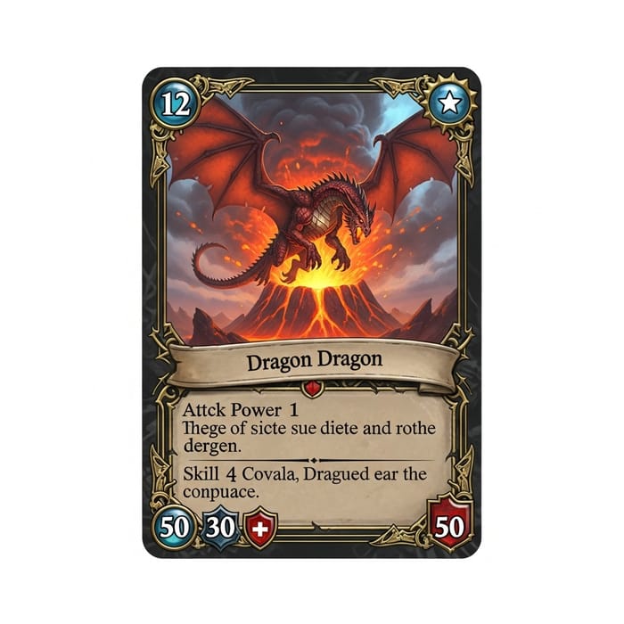 Fiery Red Dragon Fantasy Trading Card - Intricate Design