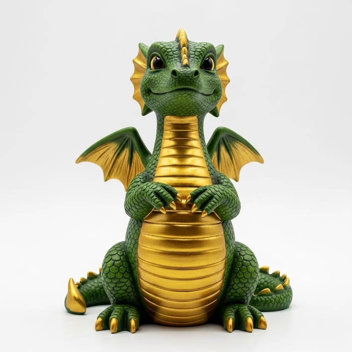 Adorable Little Dragon with Shiny Gold Wings