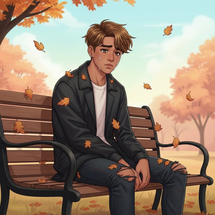 Heartbroken Cute Boy Image Reflecting on a Break up