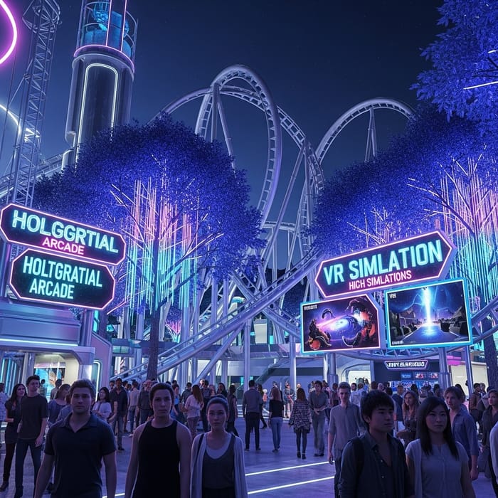 Futuristic Cyber Theme Park: Explore Neon Dreams