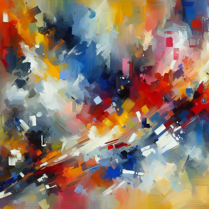 Colorful Abstract Painting in the Style of Kandinsky | Energetic Brushstrokes & Acrylic on Canvas