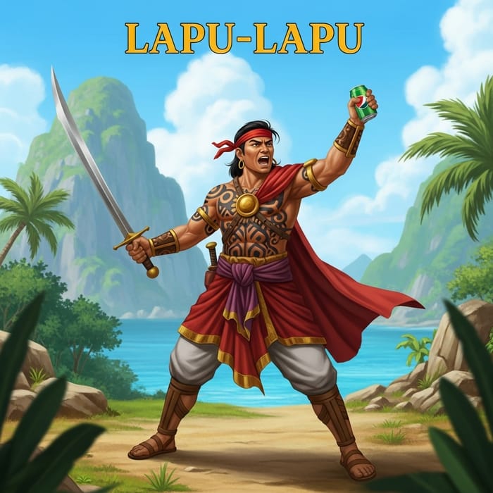 Lapu-Lapu Celebrates Victory with Sword and Soda Lapu-Lapu Celebrates Victory with Sword and Soda