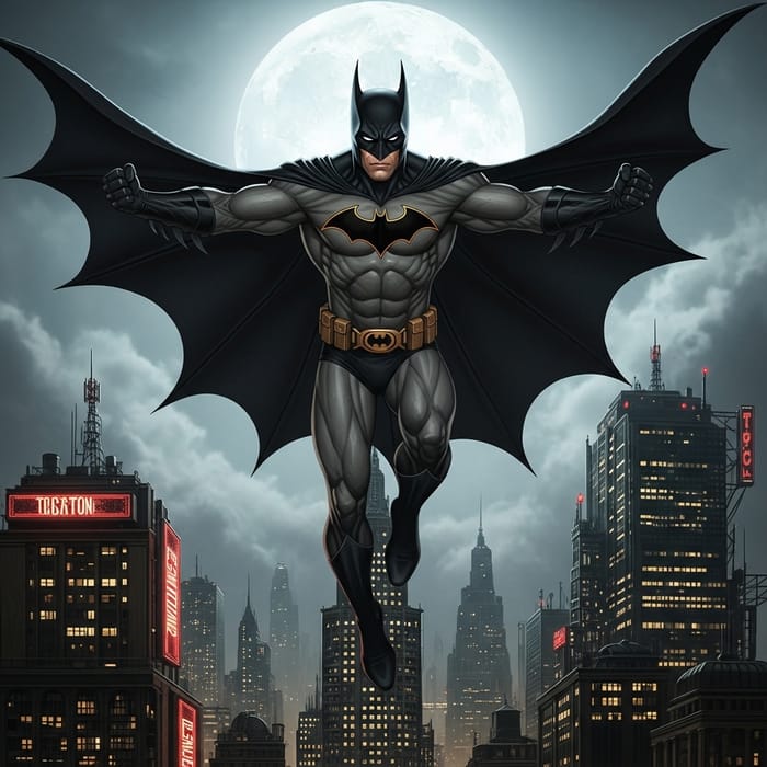 Batman in Gotham: Moonlit Action Scene Batman in Gotham: Moonlit Action Scene