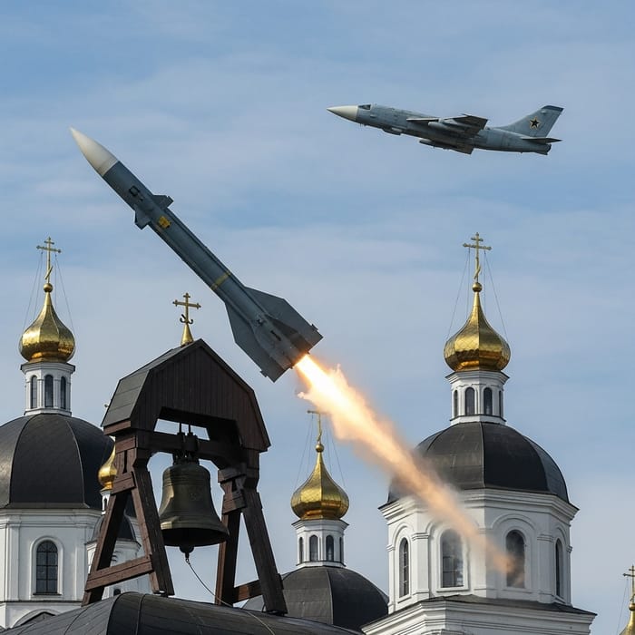 Russian Missile Close to Ukrainian Churches; Intercepted by Ukrainian Jet Russian Missile Close to Ukrainian Churches; Intercepted by Ukrainian Jet