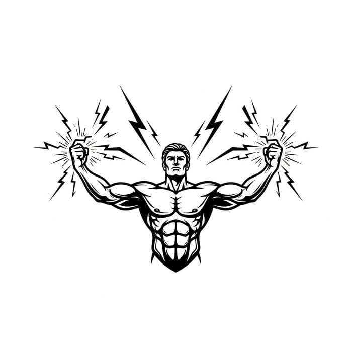 Muscular Figure Creating Lightning - Greek Mythology Logo