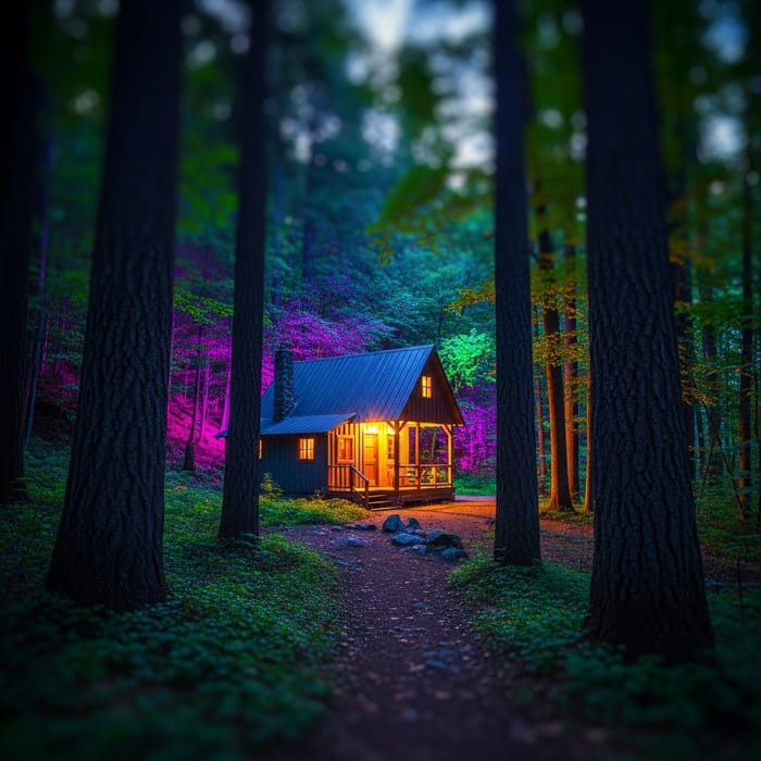 Enchanted Cabin Amid Mystical Woodland | Vivid Colors & Ethereal Lighting Enchanted Cabin Amid Mystical Woodland | Vivid Colors & Ethereal Lighting