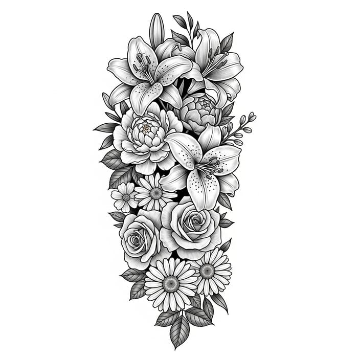 Vibrant Floral Tattoo Design