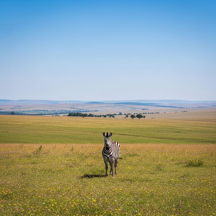 Zebras in Scenic Landscape: Serene Beauty Captured Zebras in Scenic Landscape: Serene Beauty Captured