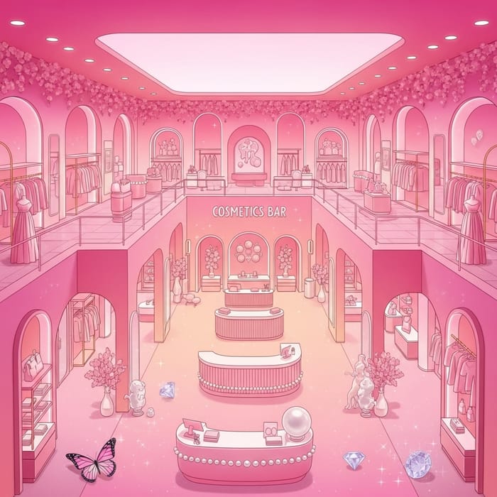 Luxurious Mermaid Butter Clothing Store: Wide & Peach Ombre Layout Luxurious Mermaid Butter Clothing Store: Wide & Peach Ombre Layout