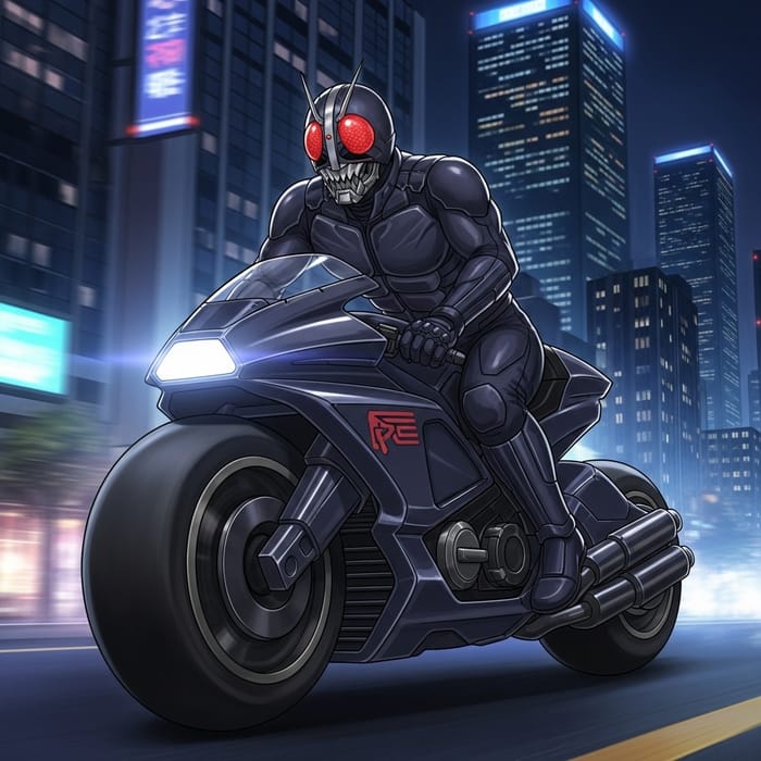 Kamen Rider | Futuristic Character on Motorbike Kamen Rider | Futuristic Character on Motorbike