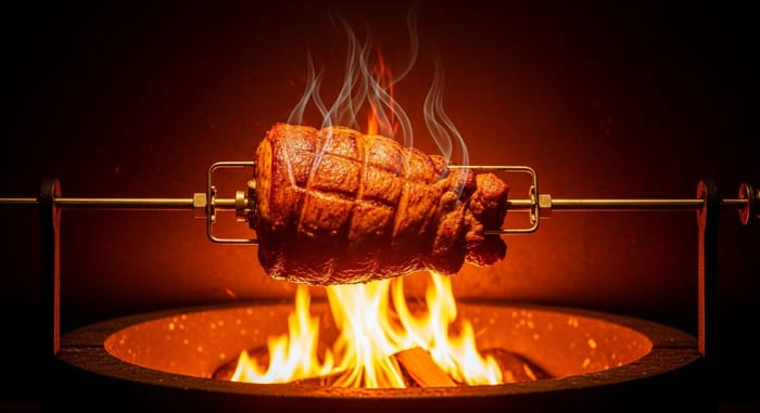Succulent Spit-Roasted Meat | Vibrant Culinary Artistry Succulent Spit-Roasted Meat | Vibrant Culinary Artistry
