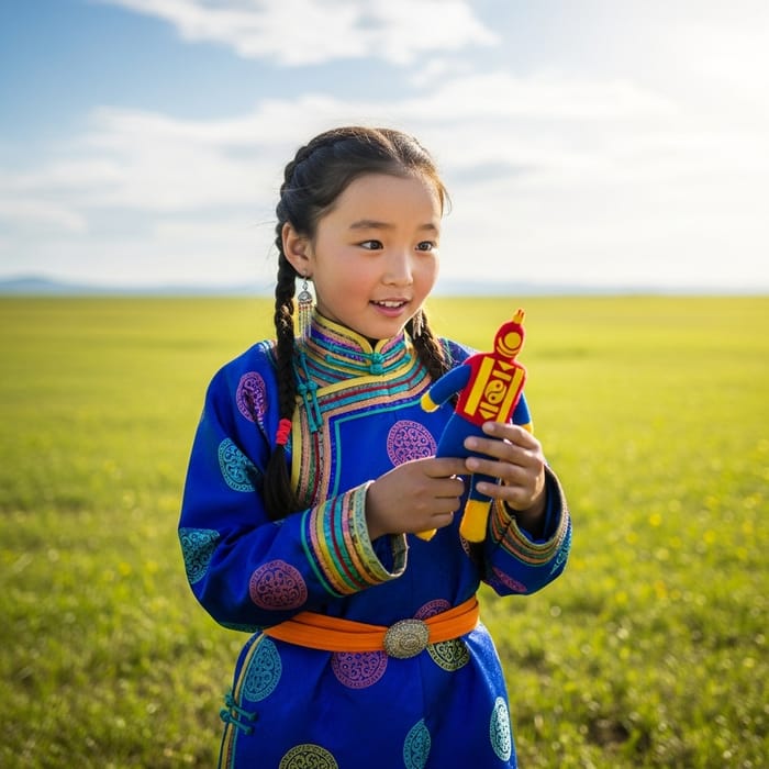 Mongolian Girl in Traditional Deel: A Ten-Year Journey Mongolian Girl in Traditional Deel: A Ten-Year Journey