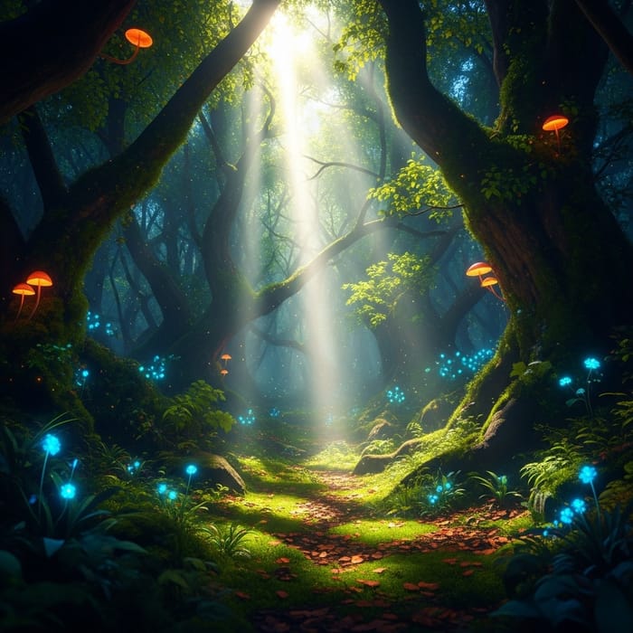 Enchanting Mystical Forest: Vibrant Colors & Brilliant Light Enchanting Mystical Forest: Vibrant Colors & Brilliant Light