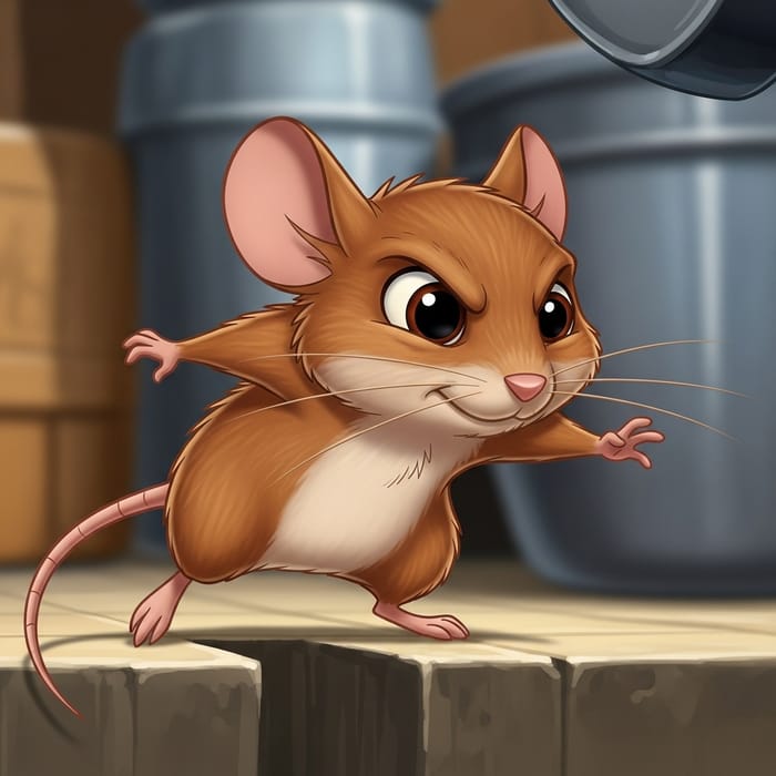 Cute Animated Brown Mouse with Little Ears and Big Eyes Cute Animated Brown Mouse with Little Ears and Big Eyes