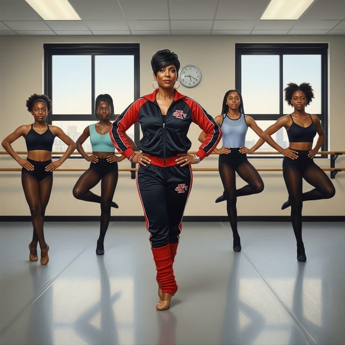 Dynamic Afro-American Dance Teacher with High School Students in Dance Studio Dynamic Afro-American Dance Teacher with High School Students in Dance Studio