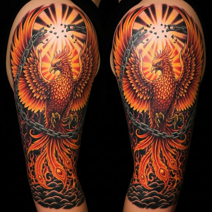 Phoenix Rising Tattoo: Triumph Over Adversity with Hope & Courage Phoenix Rising Tattoo: Triumph Over Adversity with Hope & Courage