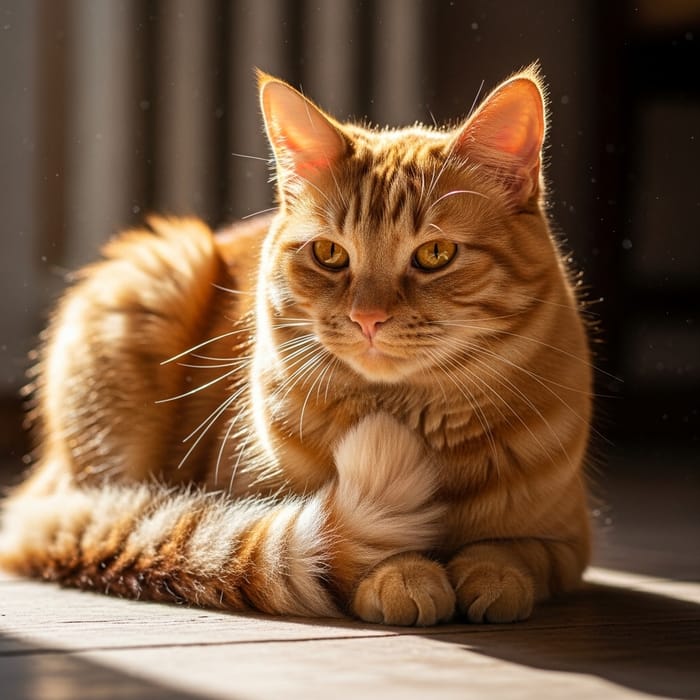 Majestic Orange Tomcat with Fluffy Tail