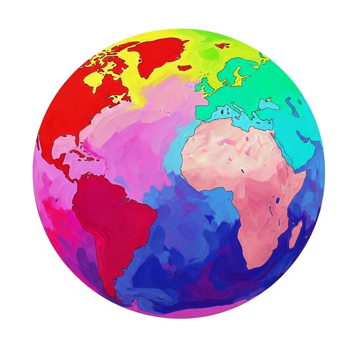Colorful Alien Planet Art - Bold & Vibrant Continent Mosaic