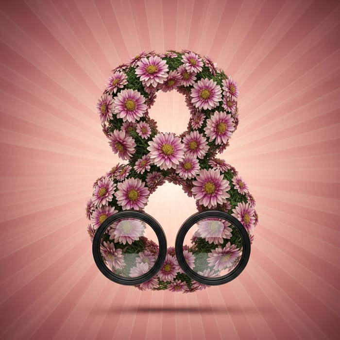 Garden of Floral Number Eight with Pink Background Garden of Floral Number Eight with Pink Background