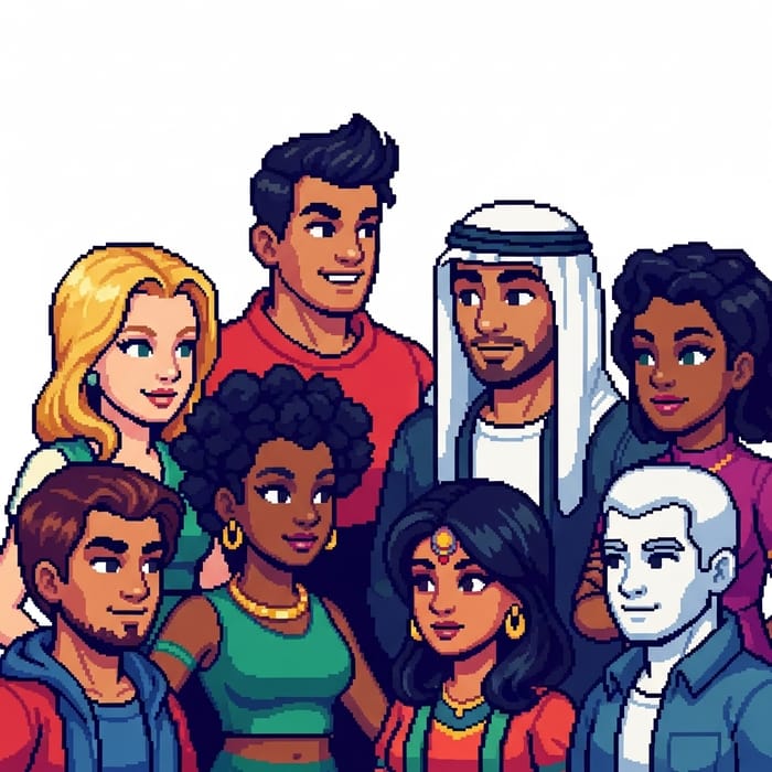 Pixel Art Characters in Vibrant Conversation