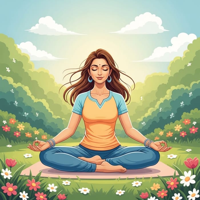 Embodying Wellness: South Asian Woman at Peace in Lush Garden Embodying Wellness: South Asian Woman at Peace in Lush Garden