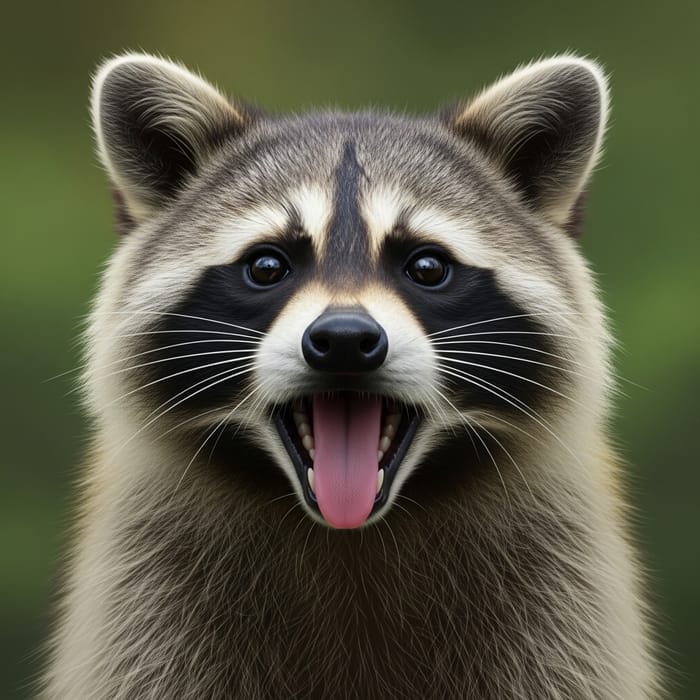 Charming Close-Up of a Playful Raccoon Charming Close-Up of a Playful Raccoon