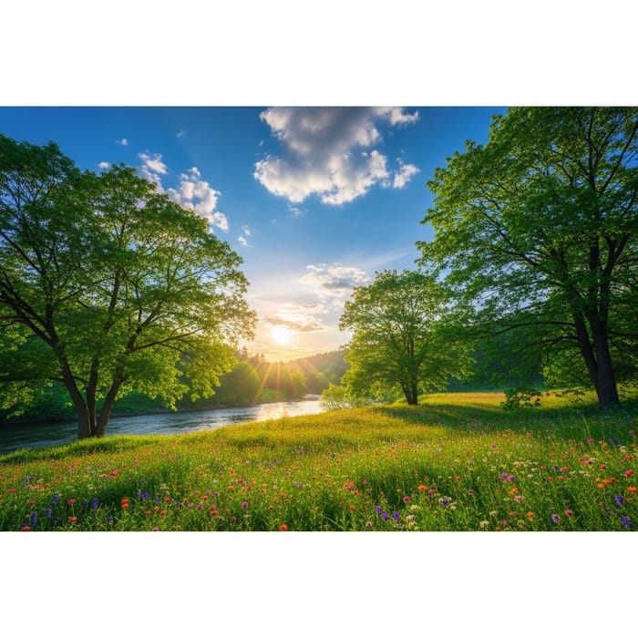Scenic View: Stunning Natural Beauty with Trees and River