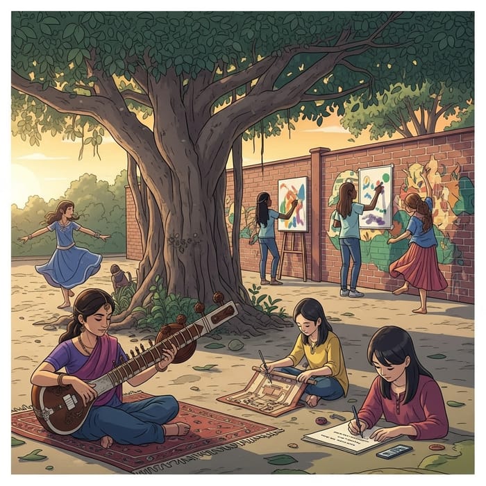 Beautiful Girls Exhibit Artistic Talents Outdoors Beautiful Girls Exhibit Artistic Talents Outdoors
