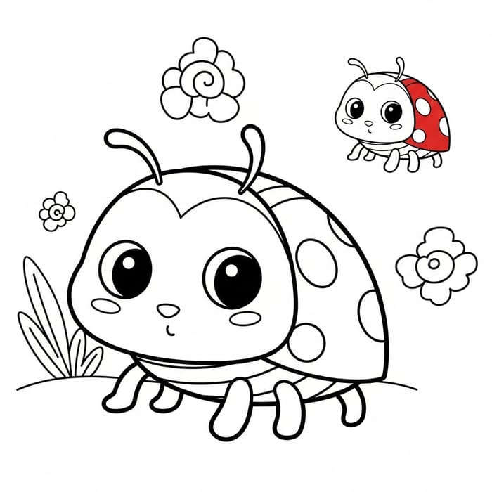 Friendly Ladybug Coloring Page for 1-Year-Olds