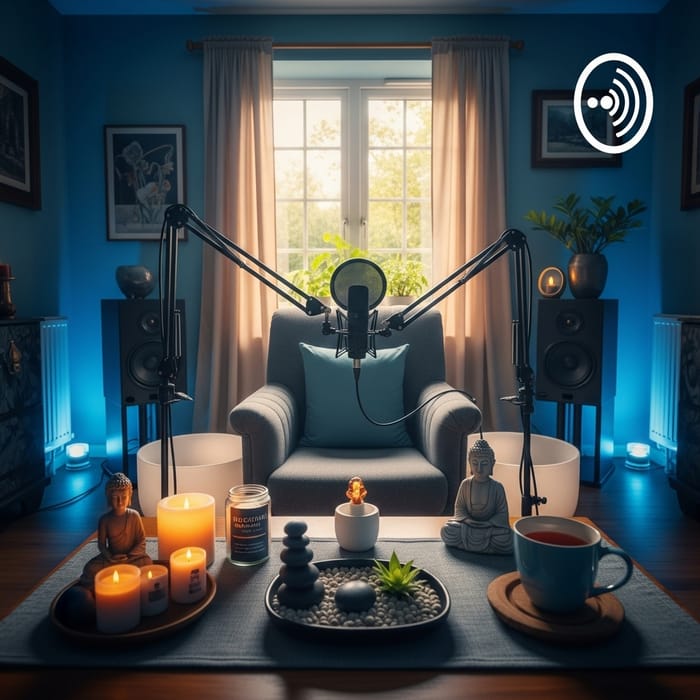 Relaxing Podcast Room | Tranquil Serene Setting