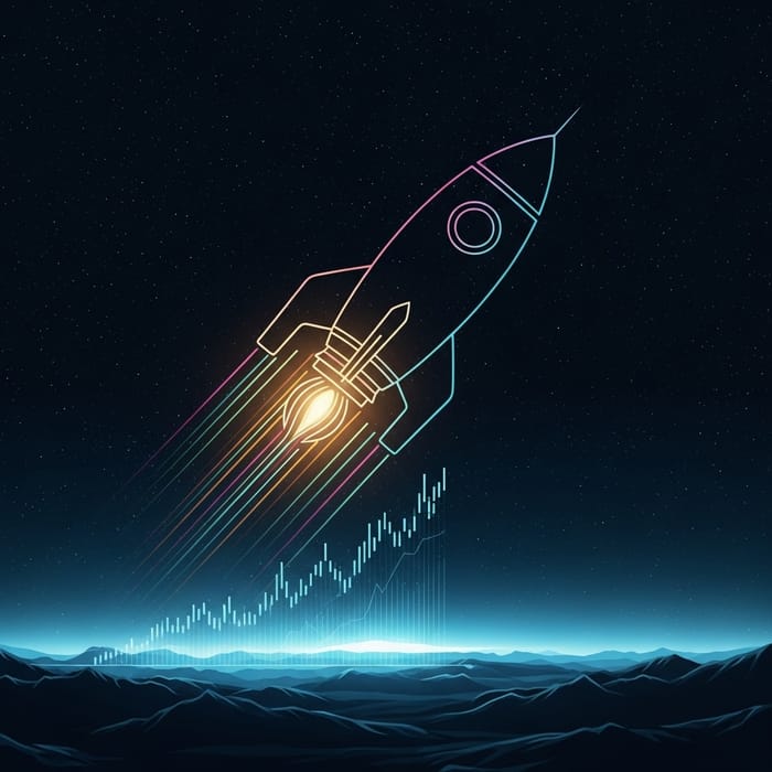 Rocket and Cryptocurrency Growth Imagery Rocket and Cryptocurrency Growth Imagery