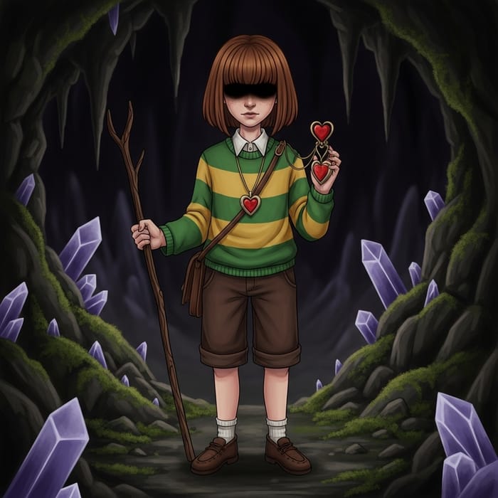 Chara Character - Green and Yellow Outfit in Underground Fantasy World Chara Character - Green and Yellow Outfit in Underground Fantasy World