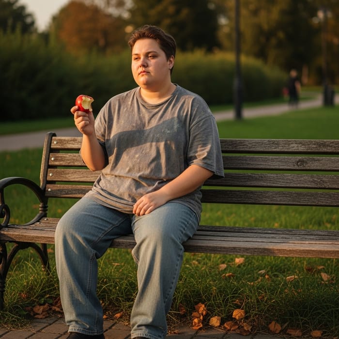 Healthy Eating: Overweight Person Character Image Healthy Eating: Overweight Person Character Image