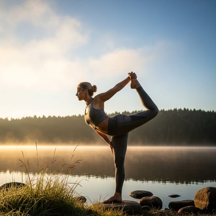 Mia Malkova Enjoying Tranquil Sunrise Yoga by the Lake Mia Malkova Enjoying Tranquil Sunrise Yoga by the Lake